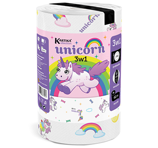 Paper towel Kartika Unicorn 3in1 1 roll 150 sheets 2 plies